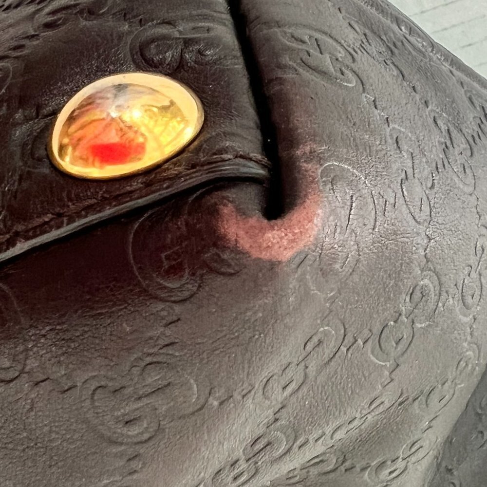 Gucci GG signature medium Babouska brown leather tote bag - Picture 9 of 12